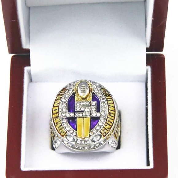 BRAND NEW SIZE 11 MENS LSU TIGERS 2019 CHAMPIONSHIP FOOTBALL RING WITH BLACK BOX - Picture 5 of 6